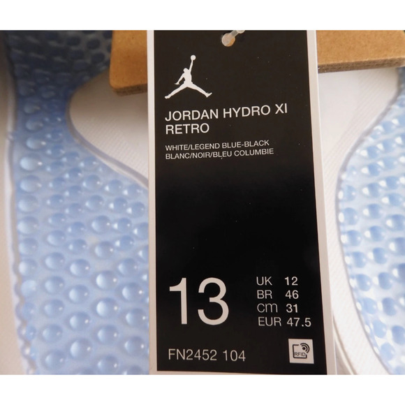 Nike Air Jordan Hydro XI 11 Retro White-Legend Blue Sandals Sz 13 [FN2452-104] - Picture 5 of 5